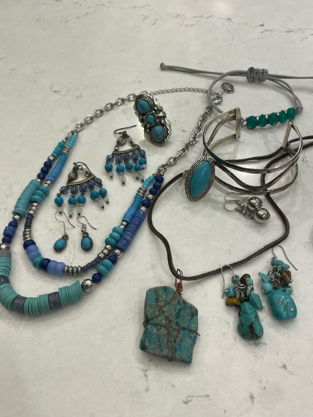 Southwest Style Turquoise and Silver Jewelry Lot